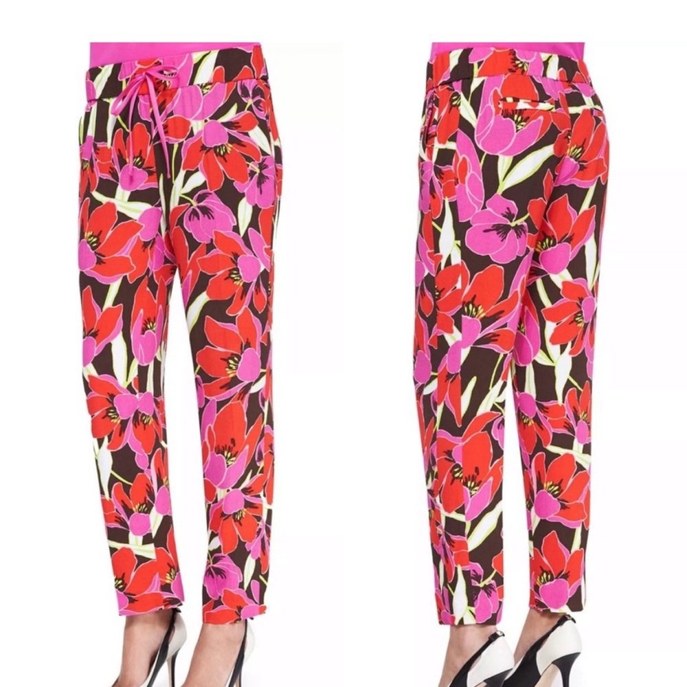 Kate Spade Hutton Floral Lounge Pants Drawstring Tropical Size 2